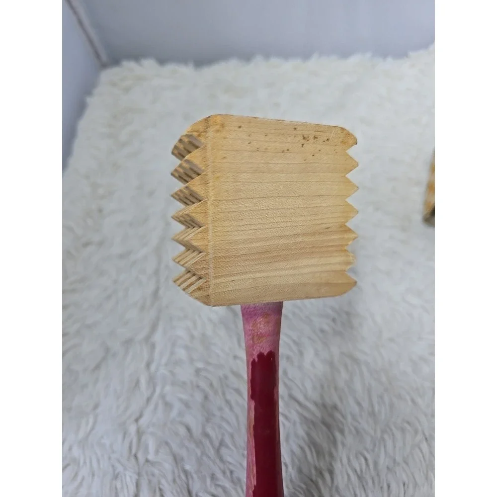 Vintage 60's MCM EKCO Meat Tenderizer‎ Mallet Hammer Wooden Red Handle